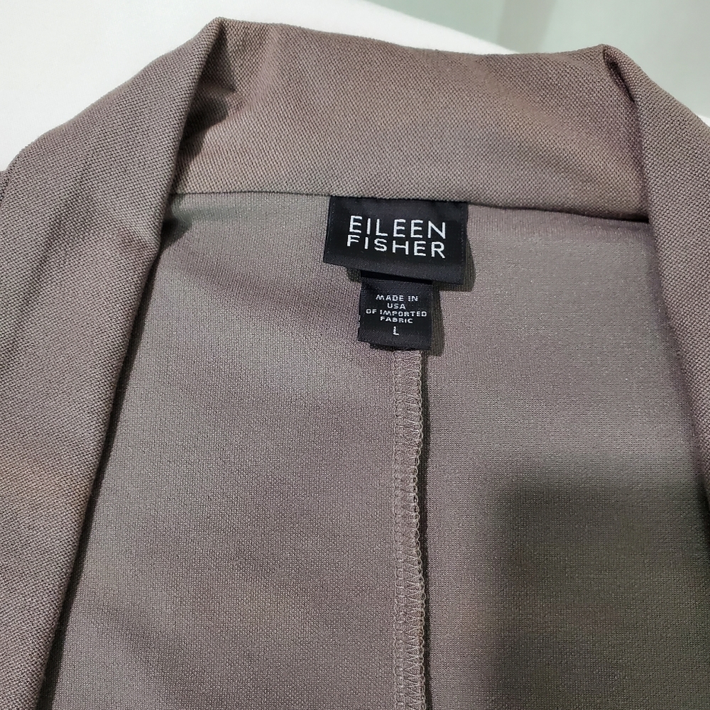Eileen Fisher Cardigan Gray Women's Size Large Open Front Topper Jacket Stretchy - Picture 7 of 12